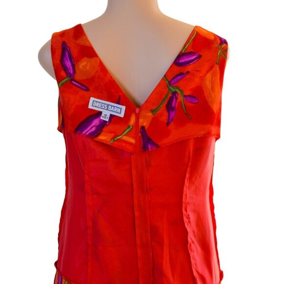 Dress Barn Orange Sleeveless Long Midi Rayon Dress with Side Slit Rayon Size 12 - Picture 11 of 14